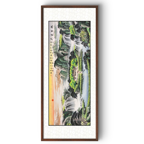 纯手工水墨画风景聚宝盆客厅挂画新中式风格画