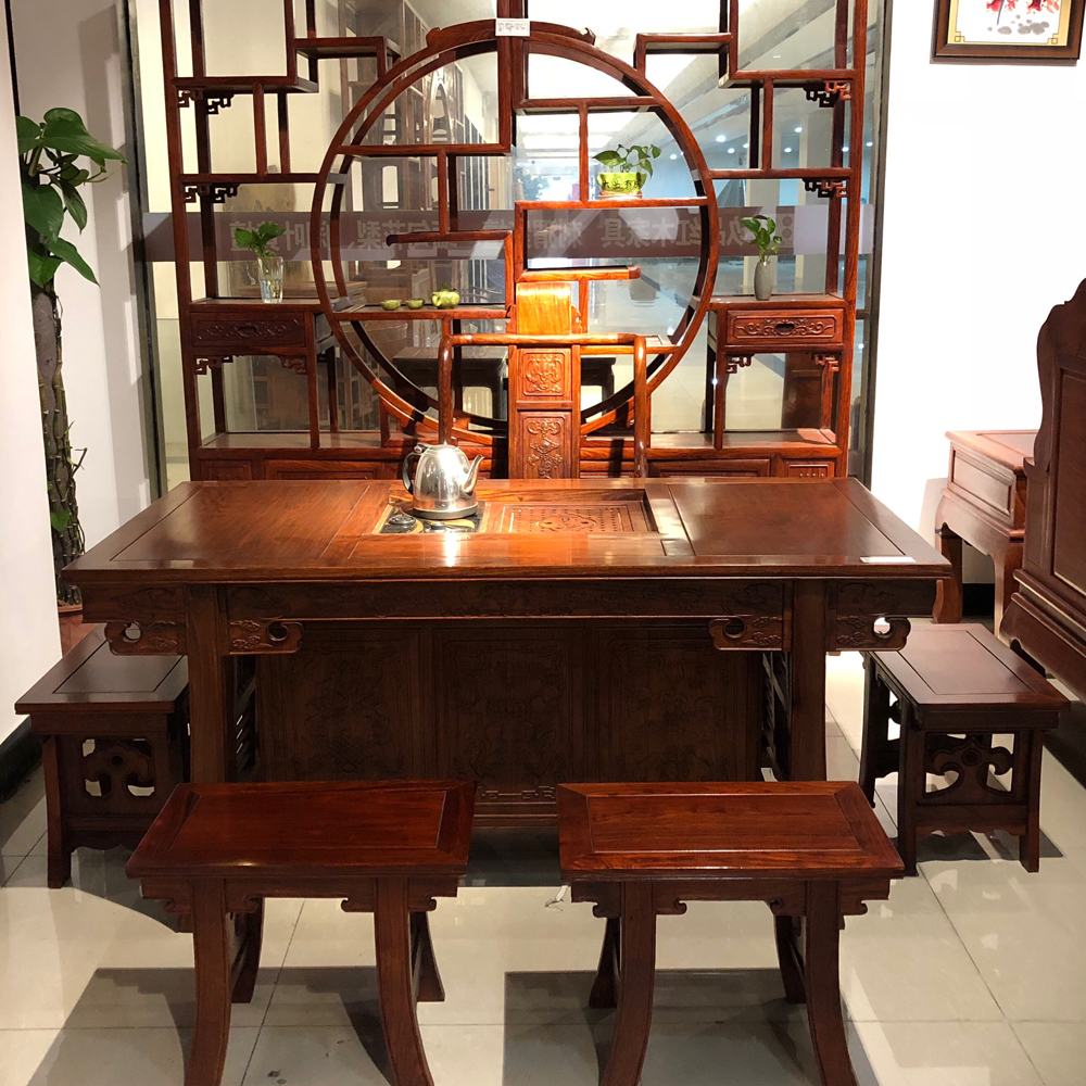【玖品红木】刺猬紫檀将军茶台(1台 5椅) ￥6660.00 活动价￥11980.