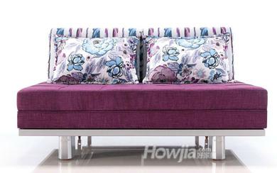 阳光生活沙发床 两用沙发 紫色花色可选色 双靠枕钢脚架