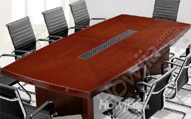 优博办公家具贴木皮红胡桃实木会议桌-油漆会议桌