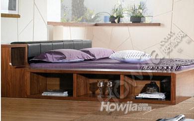 胡桃木榻榻米床-1.8米实木双人床简约储物实木床