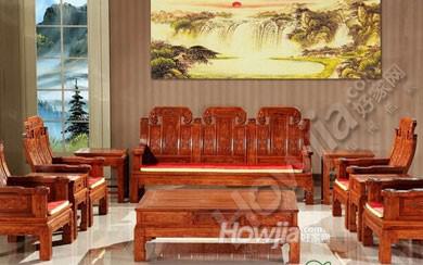 红木沙发-组合-古典象头沙发-非洲缅甸花梨木沙发