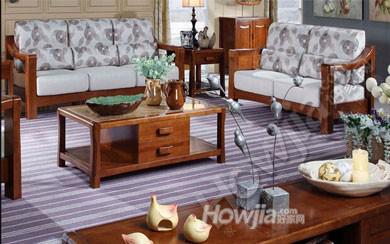 现代中式家具-一号木匠系列-全实木栗木-布艺沙发-组合1+2+3