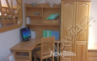 尚木实木家具榉木转角电脑桌带书架二门衣橱A3023