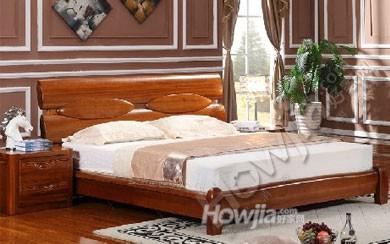 高端柚木纯实木床-1.8米双人床-中式床-实木家具333