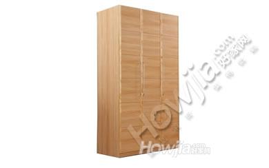 A家家具小户型现代简约大衣柜衣橱 三门衣柜简易实木衣柜