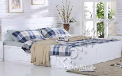 和风轩尼诗 韩式床 韩式简约床 1.5m高箱床 储物床简约设计