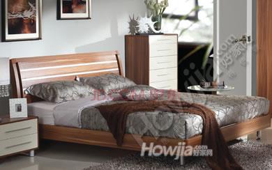 A家家具 双人床现代简约板式床卧室婚床 架子床+床垫+床头柜+六斗柜 1.5*2米