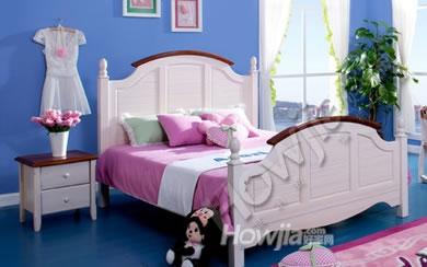 松堡王国 儿童床公主床实木松木女孩1.5米单人双人床白色单层床L
