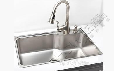摩恩厨房水槽单槽套餐正品加厚304不锈钢洗菜盆洗碗池套装22178