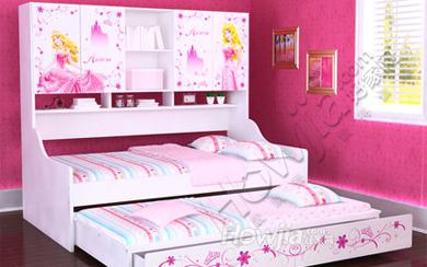 酷漫居儿童家具 侧柜床子母床 多功能组合公主床 1.2米单人床